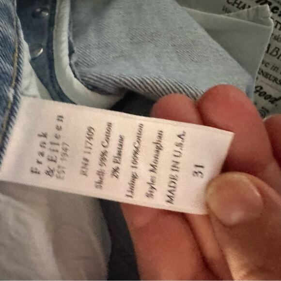 Frank & Eileen Monaghan Mom Jeans Light Blue Cropped Straight Leg Womens size 31 - Picture 7 of 8